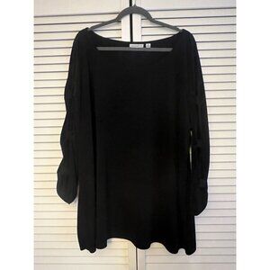 Susan Graver Liquid Knit Bateau Neck 3/4 Split Sleeve Top A231769 Size 3X